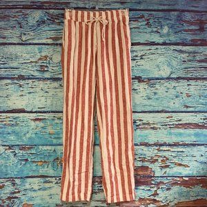 Liquid x Striped Linen Blend Drawstring Pants